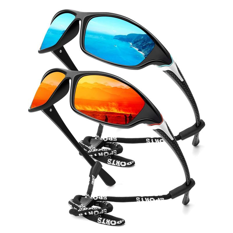 2 Pairs Adjustable Sports Sunglasses KALIYADI Polarized Sports Sun Glasses with UV Protection Outdoor (S64)