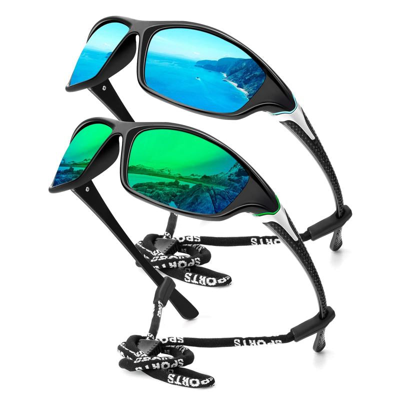 2 Pairs Adjustable Sports Sunglasses KALIYADI Polarized Sports Sun Glasses with UV Protection Outdoor (S64)