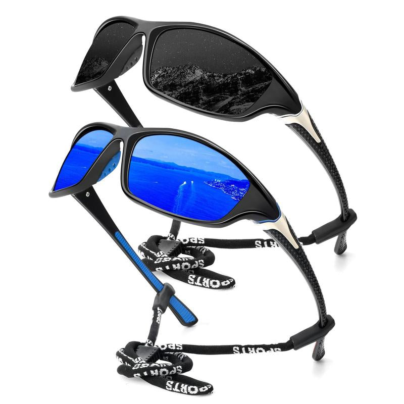 2 Pairs Adjustable Sports Sunglasses KALIYADI Polarized Sports Sun Glasses with UV Protection Outdoor (S64)